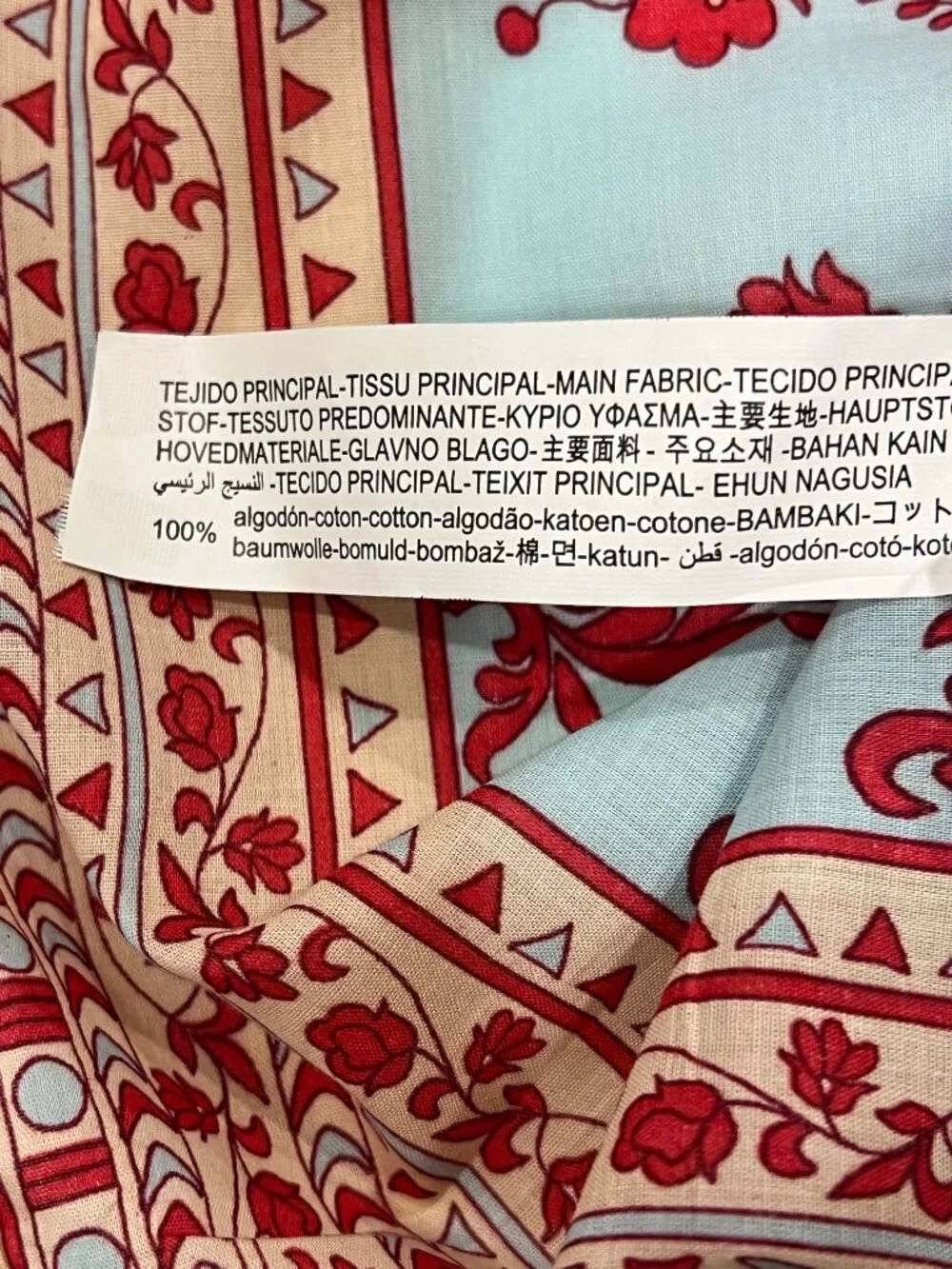 Zara Printed Block Pattern Boho Mini Dress, Blue, Red,